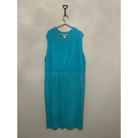 Athleta Dresses & Skirts - Athleta Dress Size 2X Teal Athletic Sleeveless Gym Yoga Comfort Loungewear Maxi